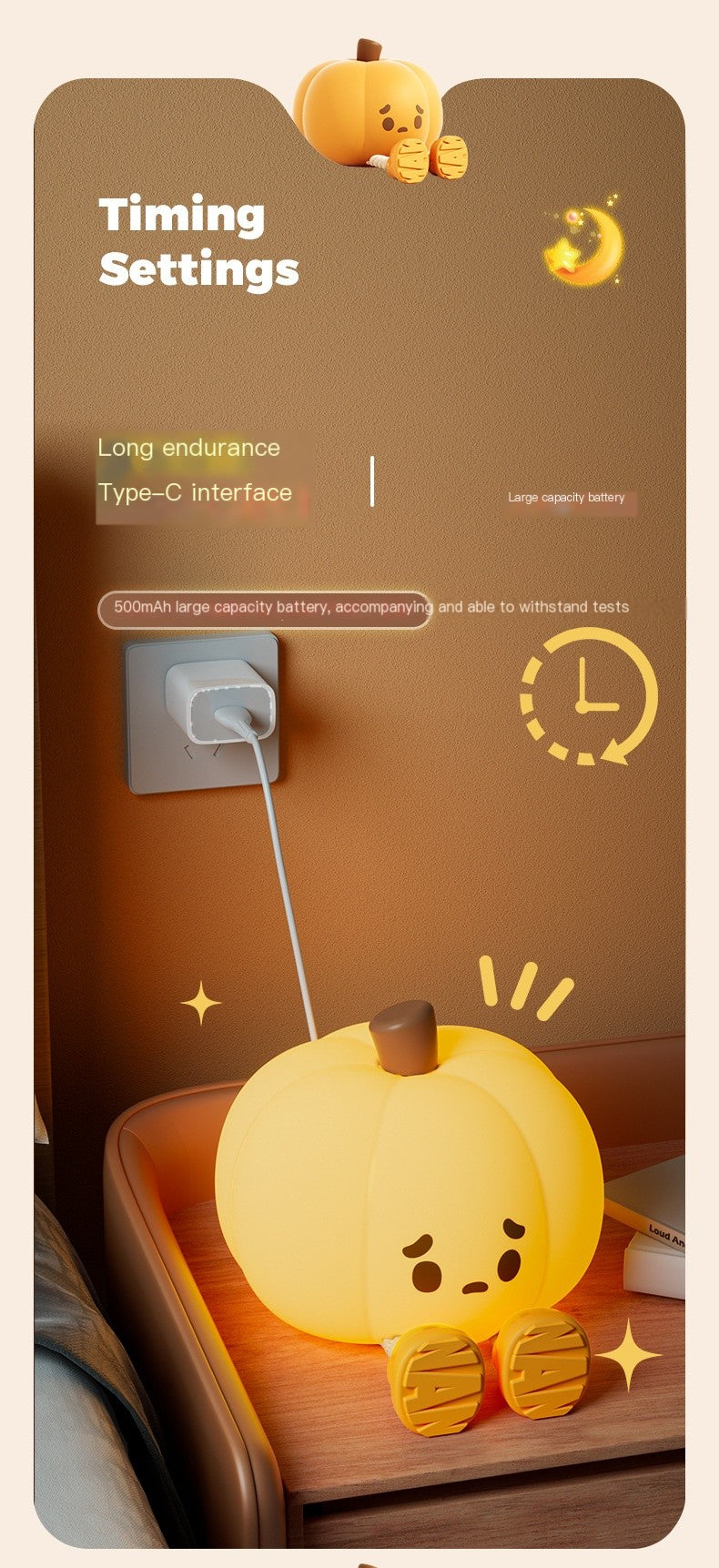 Halloween Pumpkin Night Light with Phone Stand (One)