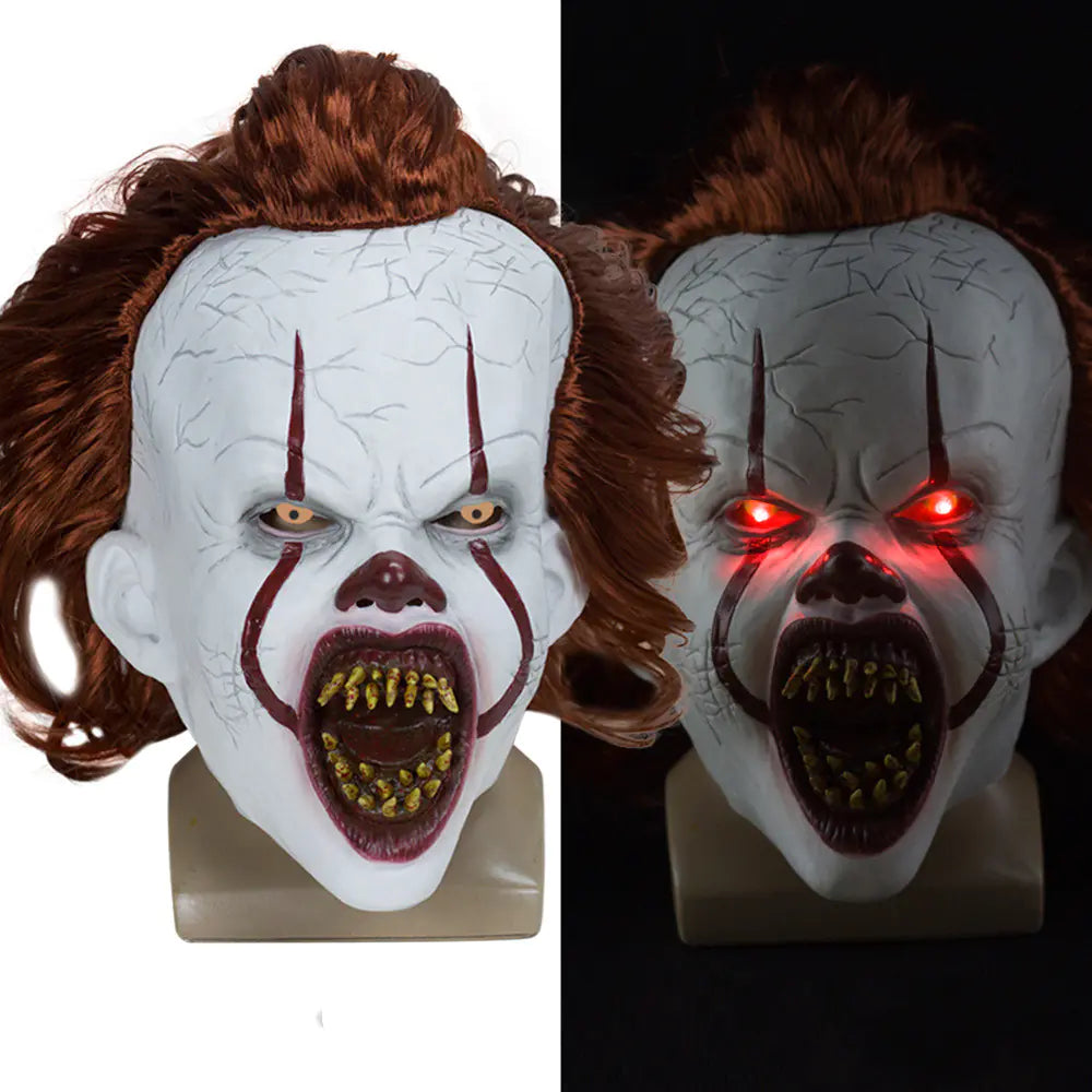 Pennywise LED Mask and Scary Wig for Halloween Cosplay