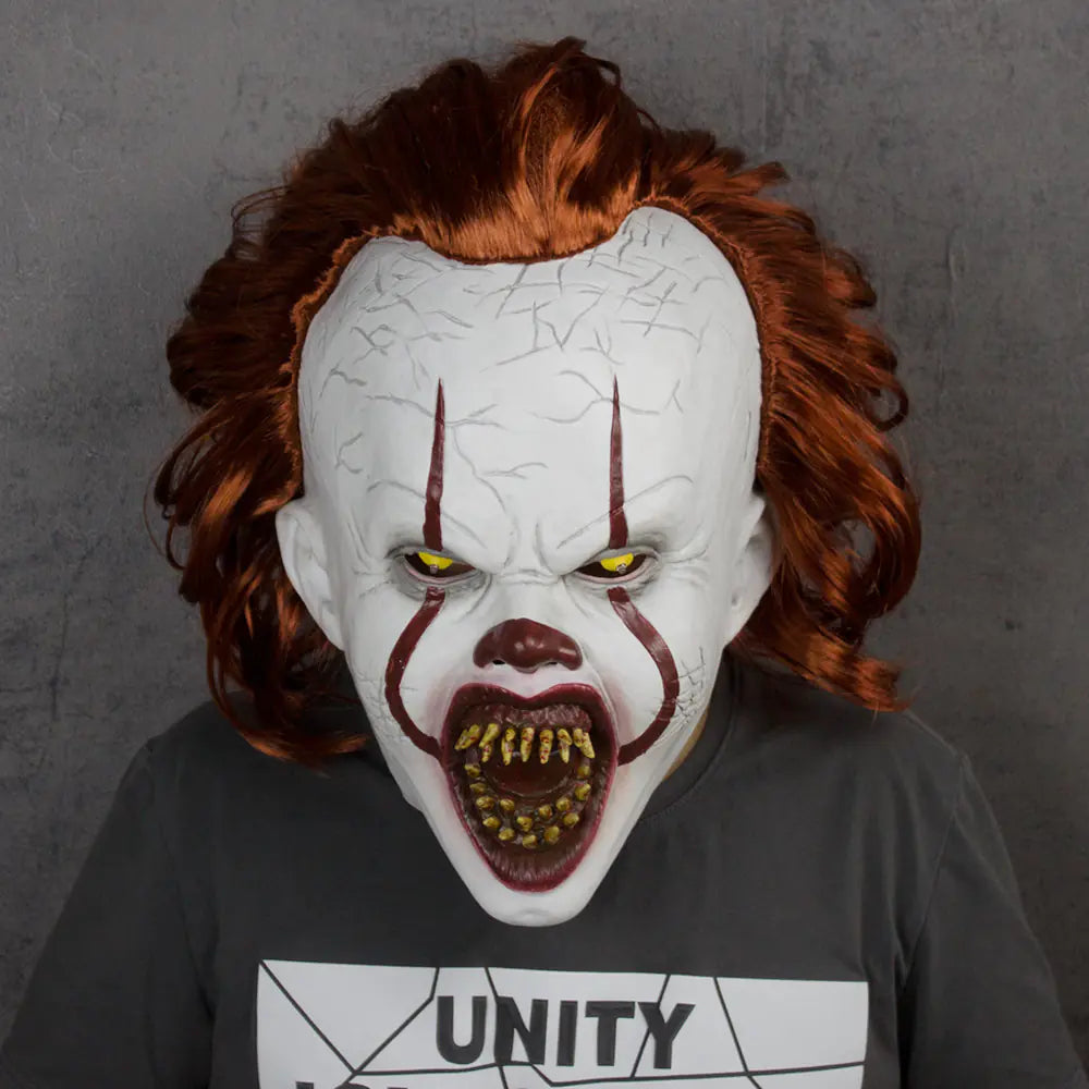 Pennywise LED Mask and Scary Wig for Halloween Cosplay